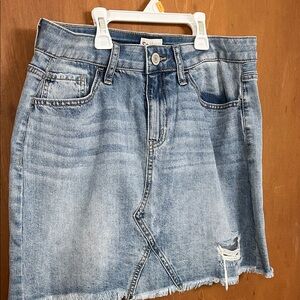 SO Light Blue Distressed Denim Mini Skirt